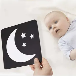 Cartão de atividade para bebês, cartão de bebê educacional, preto e branco, 1 pacote