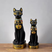 Statue en résine de chat Bastet égyptien antique, figurine de chat noir et blanc, décoration de table pour la maison et le bureau, cadeau