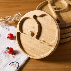 100% écologique biodégradable <span class=keywords><strong>bambou</strong></span> bébé sevrage alimentation crabe forme plaque forte aspiration enfants assiettes en bois - Product Image 4