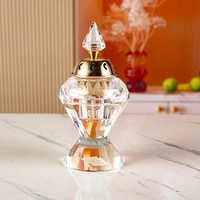 Brûleur d'encens en cristal K9 à facettes diamantées, couvercle creux en forme de lune dorée, support d'aromathérapie zen de luxe, fait main, écologique, décoration d'intérieur