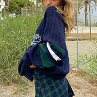 Pull-over tricoté vintage personnalisé pour femme, style universitaire, avec broderie graphique et lettres, vente en gros, offre spéciale