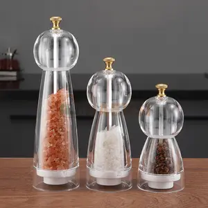 Bơm lại Acrylic muối và hạt tiêu Máy xay đặt biển Salt & Spice Shakers hạt tiêu Máy xay với điều chỉnh gốm thô