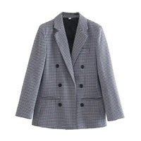 2025 européen américain dames Blazer nouveau automne Plaid double boutonnage veste costume longue vente en gros transfrontalier