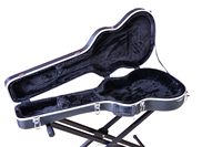Étui rigide pour guitare classique en ABS grain diamant noir, coque moulée verrouillable avec doublure en peluche, vente en gros