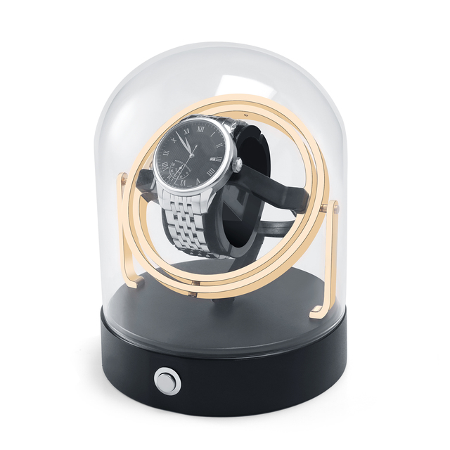 LAIHE Glass Cover Aluminum Alloy Battery Powered 1 Rotor Single Luxury Automatic Safe Gyro Watch Winder