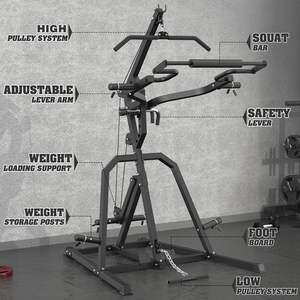 Station d'entraînement multifonctionnelle Gym Power Rack Squat Rack Lever Gym avec système <span class=keywords><strong>de</strong></span> traction basse LAT, système <span class=keywords><strong>de</strong></span> gym à domicile, rapport 2:1 (sans disques <span class=keywords><strong>de</strong></span> poids) - Product Image 2