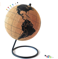 Globo Terráqueo de Corcho Ecológico de 6 Pulgadas, Globo Terráqueo Decorativo Minimalista con Base Metálica Resistente para Decoración de Escritorio en Casa u Oficina