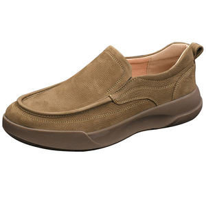 Mocassins en cuir véritable pour hommes, bout rond, à enfiler, semelle extérieure en caoutchouc respirant, semelle intermédiaire en EVA, chaussures décontractées toutes saisons - Product Image 4