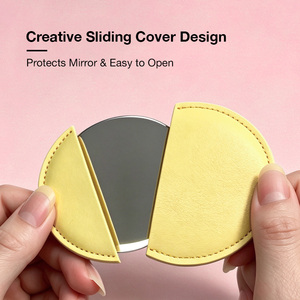 Factory Supply Premium PU Leather Cosmetic Compact Mirror with High Definition Glass for Travel Beauty Accessories - Product Image 2
