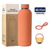 Bouteilles isothermes à double paroi réutilisables de 500 ml avec logo personnalisé, goulot étroit, en acier inoxydable, pour le sport