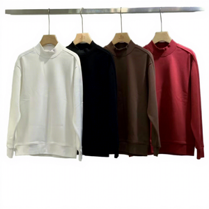 Multi Color Men Mock Neck Half Zip <b>Top</b> Stand Collar <b>Thermal</b> Sweatshirt Custom Heat Press Wholesale Bulk Apparel Manufacturer - Product Image 1