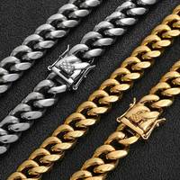 Bijoux Hip Hop personnalisés, chaîne et bracelet en acier inoxydable plaqué or 18 carats, maillons cubains Miami de 8 mm