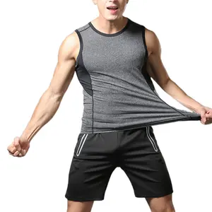 Conjunto de shorts e camisetas curtas para academia, fitness, moda masculina, roupa lisa para corrida, logotipo personalizado, slim, verão, adulto, estiramento, duas peças