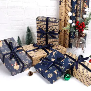 Yohpack Dark Solid Colors Blue Christmas Gift Paper Vintage Craft Paper Gift Wrapping Paper