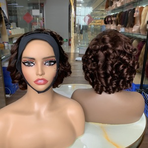 Hot Selling Machine Made Super Double Drawn Bouncy <b>Curly</b> Headband <b>Wigs</b> Natural Human <b>Hair</b> <b>Wigs</b> - Product Image 3
