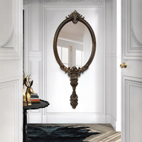 Miroir mural décoratif de luxe sur mesure, design unique, inspiré du rococo, sculpté à la main, meubles de maison avec finition noir et or