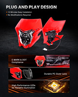 Untuk Kawasaki Lampu Depan LED dengan Lampu Posisi Masker Merah Fairing untuk Aksesori Motor Off-road Enduro Bersertifikasi ECE