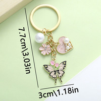 Belle fleur Sakura Designer porte-clés mignon papillon clé pendentif en Stock métal artisanat porte-clés pour les filles