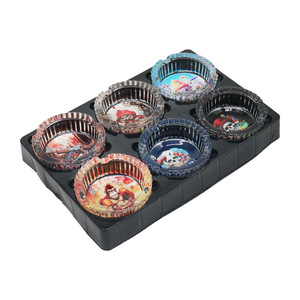 Qianxun kustom Logo 85mm bulat merokok jelas asbak abu Set kristal murah portabel kaca asbak untuk cerutu - Product Image 4