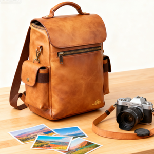 Nhà sản xuất an toàn da máy ảnh Ba lô DSLR bảo vệ màu đen có thể khóa túi bền khâu cho bảo hiểm sự kiện - Product Image 2