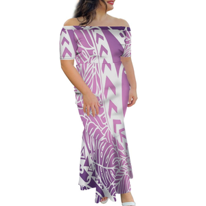 Abito <span class=keywords><strong>rosso</strong></span> <span class=keywords><strong>grande</strong></span> personalizzato su richiesta mezza spalla a coda di pesce stile Tongan abito monospalla arte del Pacifico polinesiano - Product Image 4