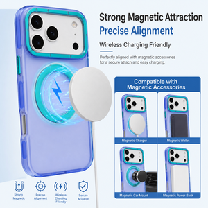 เคสแม่เหล็กสีใหม่ แข็งแรง ทนทาน สำหรับ iPhone 18 ProMax 17 16 15 14 13 360 °   เคสกันกระแทกแบบไฮบริดพร้อมขาตั้งวงแหวนป้องกันการตก - Product Image 2