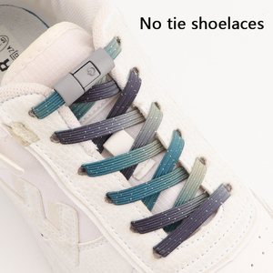 2023 nouveaux lacets plats élastiques paresseux baskets de sport colorées avec imprimé sans boucle de cravate bouton en métal coloré boucle de presse - Product Image 3