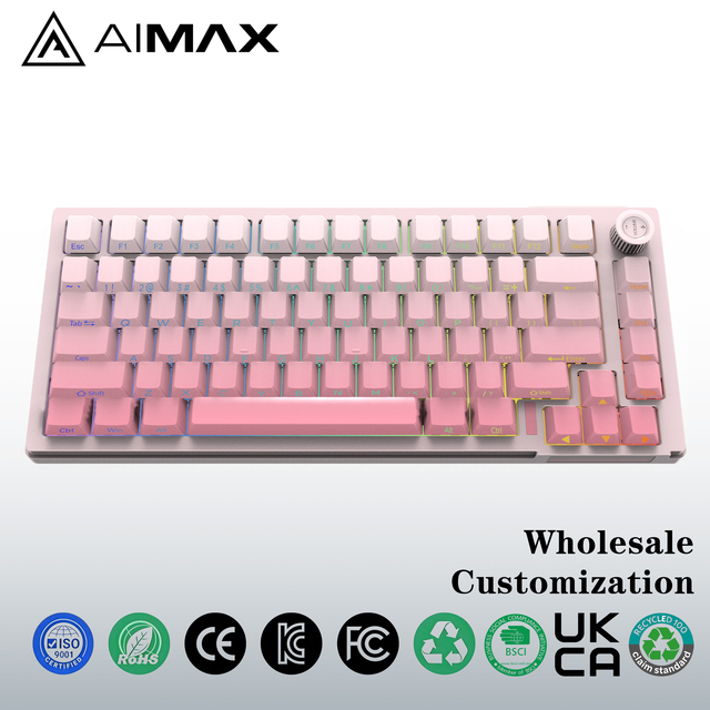 Tri-Mode 2.4G for Programmable pink Switches RGB ABS Injection Molding 79-key Diy Custom Computer Mini Mechanical Keyboard