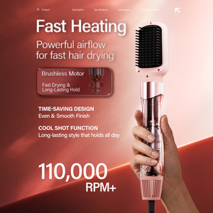 Ulelay 5-en-1 : Styler capillaire automatique haute vitesse 110000 tr/min – Kit multi-styler rapide pour boucler, lisser et sécher les cheveux – Brosse sèche-cheveux - Product Image 4