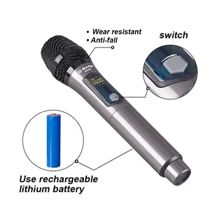 G-MARK X220U-micrófono inalámbrico para Karaoke, dispositivo de grabación UHF con batería de litio recargable, 5 horas de trabajo
