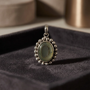 Pendentif ovale en argent 925 avec pierre naturelle, serti clos vintage, breloque solitaire, bijoux pour femme au quotidien - Product Image 3