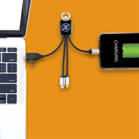 En stock câble de données USB 3 en 1 pour logo gravé pour porte-clés lumière LED lumineuse câble de charge Micro Usb type c câble de téléphone Mini Usb