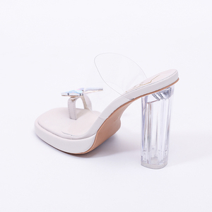 Sandales à talon épais transparent avec pince à cheville papillon colorée, plateforme imperméable pour l'extérieur, chaussures pour femmes - Product Image 6