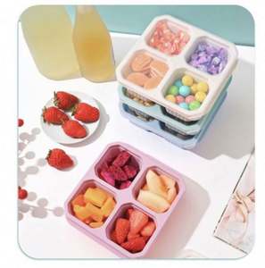 Lot de 4 boîtes à collation à 4 compartiments, boîte à bento réutilisable, contenants alimentaires divisés pour le travail et les voyages - Product Image 5