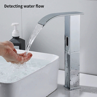 Robinet mitigeur automatique sans contact à capteur, chrome, style classique moderne, pour évier, eau froide, faible débit
