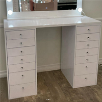 Table de maquillage intelligente de luxe personnalisable avec tiroir de rangement, coiffeuse avec miroir et éclairage