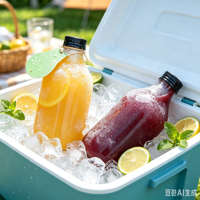 Bouteille de jus en PET de qualité alimentaire 350 ml 500 ml, bouteille de boisson ronde vide avec bouchon à vis noir pour thé au lait, boissons aux fruits