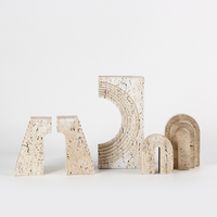 Porte-livres rustiques personnalisés en travertin de haute qualité - Décoration multifonctionnelle pour la maison, pour livres et support de téléphone portable