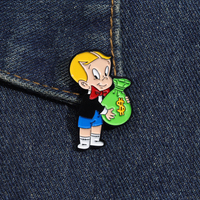 Épingles en Émail Richie Rich Dessin Animé Sac d'Argent Mignon Broche Revers Accessoires Badge pour Sac à Dos Vêtements Vente en Gros Cadeau