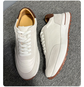 Men's model full grain leather thick sole soft surface Ta white color men's sport and casual board shoes - Product Image 6