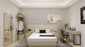 Proyectos Hoteleros: Muebles Modernos para Dormitorio de Hotel de 3 Estrellas, Cama King Size de Madera, Mesitas de Noche, Armario, Escritorio, Espejo de Pared - Product Image 3