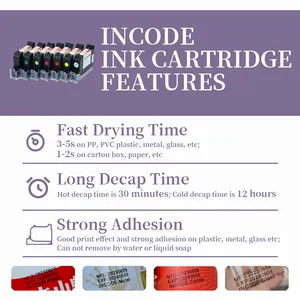 INCODE Factory Fill Compatible JS12 JS 30 2588 2589 T1704 Inkjet Coding Products Ink Cartridge Full Valve None Chip Original