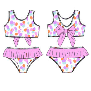 Nouvelle Collection 2026 : Ensemble <span class=keywords><strong>Bikini</strong></span> Fille Été Deux Pièces Personnalisé – Débardeur Dos Nu Extensible Motif Floral en Spandex/Polyester – Tenue de Plage - Product Image 3