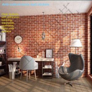 Rollos de papel tapiz autoadhesivo estéreo 3D, pegatinas de azulejo impermeables a prueba de humedad, falda de pared de ladrillo cultural de imitación para - Product Image 4