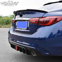 Aileron arrière en plastique ABS aspect fibre de carbone avec lampe pour Infiniti Q50 2018 2019 2020 2021, fabriqué par Haosgheng