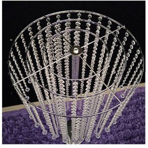 <span class=keywords><strong>Moderno</strong></span> Supporto per Fiori in Metallo Argentato a 3/4 Livelli con Tenda di Perline Acriliche per <span class=keywords><strong>Centrotavola</strong></span> Matrimoniale e Decorazione Corridoio - Product Image 4