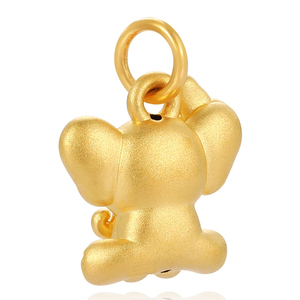 Colgante de oro macizo de 24K, colgante artesanal de esmalte de lujo, accesorios al por mayor, colgante de collar con forma de elefante dorado de 0,45g - Product Image 2