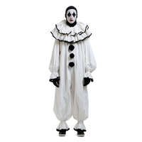Costume de Clown d'Horreur Blanc pour Homme avec Pompons Noirs – Combinaison de Clown Tueur Effrayant pour Halloween – Déguisement Fantaisie
