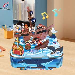 Chengji bois boîte à musique jouet <span class=keywords><strong>bateau</strong></span> Pirate Montessori bricolage assemblé cadeau éducatif jouets d'apprentissage <span class=keywords><strong>3d</strong></span> Puzzles en bois - Product Image 4
