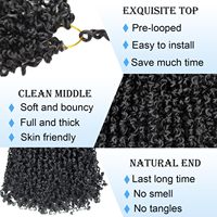 Extensions de cheveux synthétiques tressées pré-bouclées Yanky Twist de 8/10/12 pouces avec boucles, 30 mèches, pour tresses au crochet pour femmes